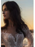 Puff Sleeve Ivory Sequined Lace Tulle Wedding Dress